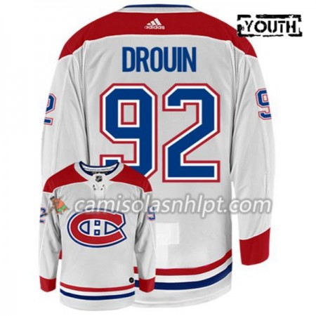 Camisola Montreal Canadiens JONATHAN DROUIN 92 Adidas Branco Authentic - Criança